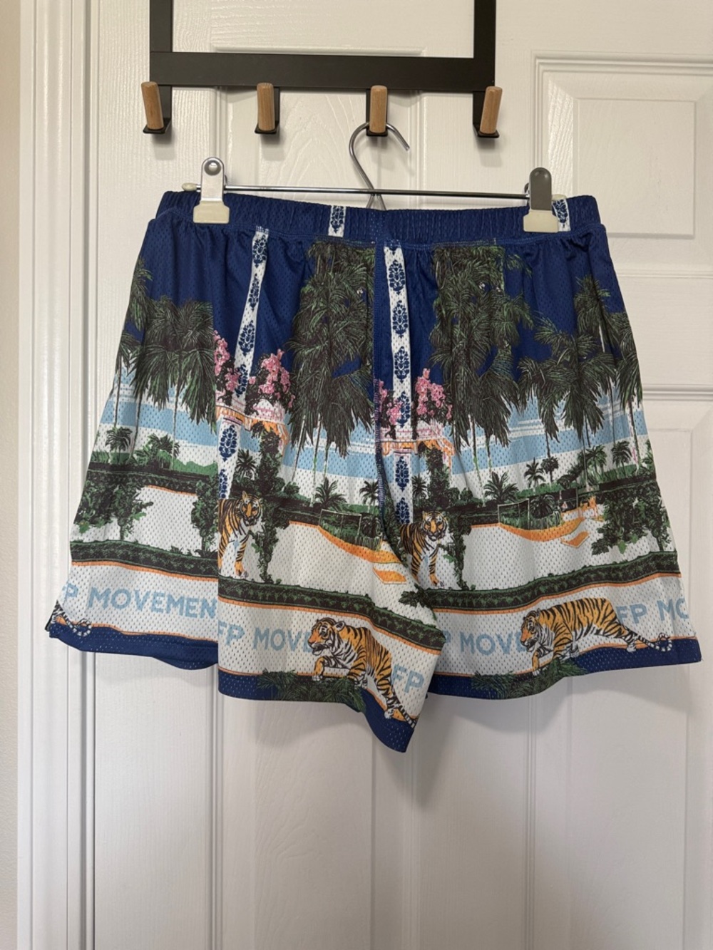 Free People When in Venice Palm court Combo Athletic Mesh Shorts Side Stripes Lg - Picture 4 of 6